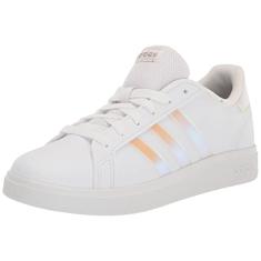adidas Tênis infantil Grand Court 2.0, unissex, infantil, Branco/iridescente/branco, 16
