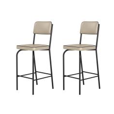 Kit 2 Banquetas Altas para Cozinha Vintage Preto/Off White