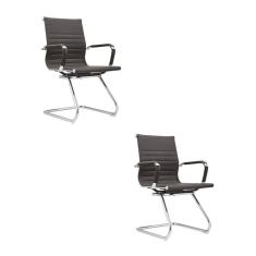 Kit com 2 Cadeiras Base Fixa Manhattan Preto