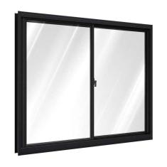 Janela de Alumínio de Correr Lateral 2 Folhas Móveis 100x120cm Riobras Preto