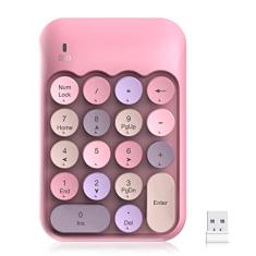 PINKCAT Teclado numérico sem fio, lindo teclado numérico de 18 teclas com mini receptor USB de 2,4 G, número silencioso portátil, contabilidade financeira para laptop, PC, notebook, desktop,