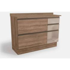 Gabinete De Cozinha Modulado Balcão Maxxi G747 4 Gavetas C- Vidro E 1 Porta C-tampo 120cm Nogal-nogal - Kappesberg