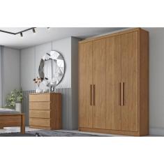 Guarda Roupa 4 Portas E 3 Gavetas Moderni-sevilha Plus Cumaru - Novo Horizonte