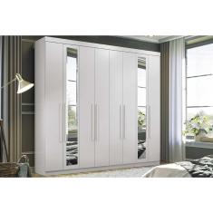 Guarda Roupa 8 Portas (2 C- Espelho) E 4 Gavetas Master New 8.4 Branco - Santos Andirá