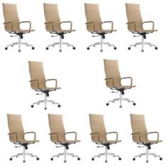 Kit 10 Cadeiras Escritório Presidente Esteirinha material sintético Ma