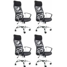 Kit 4 Cadeira de Escritorio Presidente Tela Mesh Comfort - Espresso Mó