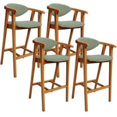 Kit 04 Banquetas Alta Para Cozinha Bancada Bar Sala de Jantar Fixa Cecília L02 Bouclê Oliva - Lyam