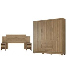 Jogo Cabeceira e Guarda Roupa Casal Jaen Amendola