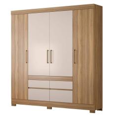Guarda Roupa Casal 4 Portas Bilbao Amêndola Off White - Demóbile