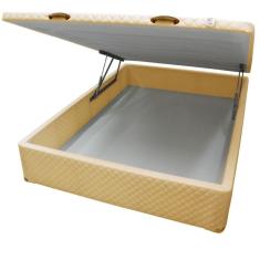 Cama Box CASAL Bau BEGE Rajado 138x188