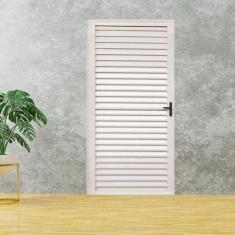 Kit com 2 Portas Palheta de Alumínio 210 X 90cm Linha 25 Lado Esquerdo Esquadrias Bergame Branco