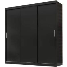 Guarda Roupa Berlim SEM Espelho Casal 3 Portas 4 Gavetas Cor Preto