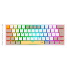 Teclado Mecanico Gamer Fizz Rgb Amarelo Branco e Cinza Switch Marrom