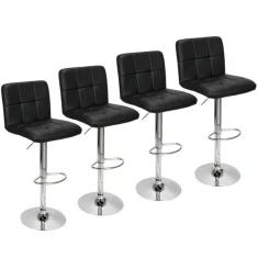 Kit Com 4 Banquetas Gomos Confort , Giratoria, Com Regulagem De Altura Preta