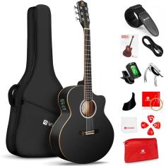 Guitarra elétrica acústica Vangoa 3/4 para iniciantes com kit