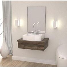 Conjunto para Banheiro Gabinete com Cuba Aria RT41 600W Metrópole Compace Carvalho Dark