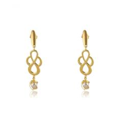 Brinco Médio Trabalhado Com Pérola Trabalhada Folheado [f027]