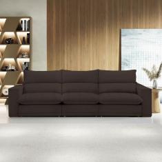 Sofá 4 Lugares Martinho Retrátil 20586 Veludo Marrom  - Celflex