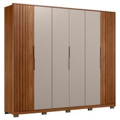 Guarda Roupa Casal Ripado Atrice 6 Portas Nogueira Nude Prime TX com P