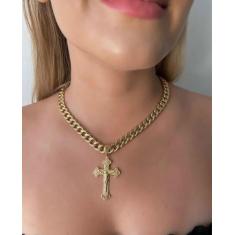 Cordão Feminino com Pingente Grumet 10mm Banhado Ouro 18k - ToJoia18k