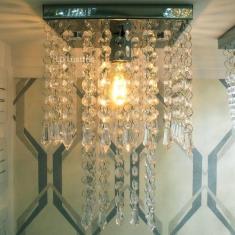 Lustre em Acrílico Para Quarto ou Sala c/ 25cm De Altura Base Inox Esp