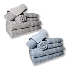 Jogo De Toalhas 4 Banhos 4 Rostos 4 Pisos Grossa Cinza + azul