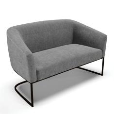 Sofá Namoradeira 2 Lugares Base Industrial Preto Stella Linho D03 - D'rossi Cor A26 Gafite