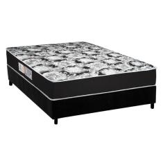 Cama Box Casal: Colchão Espuma Luckspuma D45 Gran Luck + Base Crc Suede Black(138X188)