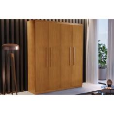 Guarda Roupa Solteiro 4 Portas E 2 Gavetas Espanha Naturale - Rufato