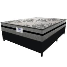 Cama Box Casal King Colchão Gazin Com Molas Ensacadas Rubi 193x203x70cm Suede Preto/cinza Cinza