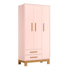 Guarda Roupa Infantil Q Encanto 3 Portas 2 Gavetas Qmovi Rosa