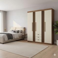 Guarda-Roupa Solteiro Santos Andirá Aurora 3 Portas de Bater 3 Gavetas Externas MDP - 173,4cm de Largura