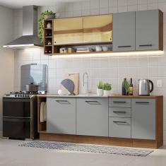 Armário De Cozinha Completa 220cm Rustic/cinza Madesa