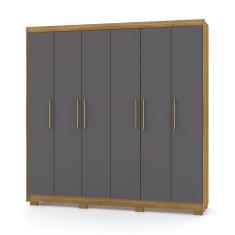 Guarda Roupa Casal Recife 6 Portas 6 Gavetas MDP Nature-Alasca Preto e demolição Pallazio