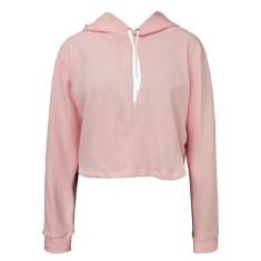 Moletom Feminino Ragor Cropped Liso Capuz Inverno Casaco, Rosa, P