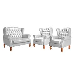 Conjunto Chesterfield Imperador Sofá Vintage Capitonê 