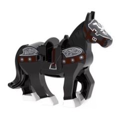 Boneco Blocos De Montar Cavalo Medieval Negro Silver