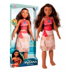 Boneca Moana Princesa Da Disney 55cm Mini My Size Novabrink + Colar Menina 3 anos +