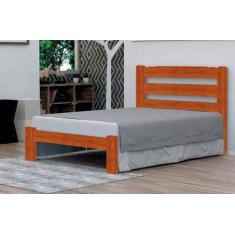 Cama de Casal Luna de Madeira Maciça Angelim Pedra/Tauari - Cor Mel - 