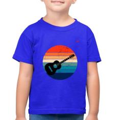Camiseta Algodão Infantil Violão Vintage Sunset - Foca na Moda, Azul r