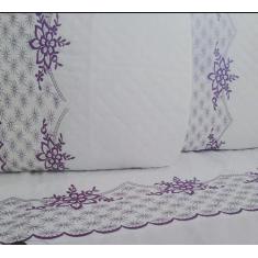 Jg Lencol Casal Super King Bordados 4 Pcs Verde 200 Fios 100% Algodao 