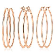 Yanxyad 6 pares de brincos de argola ou 1 par de brincos de argola de aço inoxidável 316L para mulheres, Metal