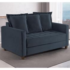 Sofa Cama Rocca Colchao Casal Pés De Madeira Talento Móveis Grafite Com Castanho