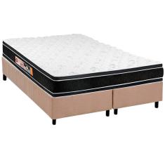 Cama Box Queen: Colchão Espuma D33 Castor Black e White + Base crc Suede Clean(158x198)