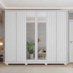 Guarda Roupa Casal 6 Portas 4 Gavetas com Pés Suburban Espresso Móveis Branco Fosco