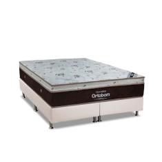Cama Box King: Colchão Molas Ortobom SuperPocket Sleep King + Box Suede White(186x198)