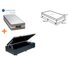Cama Box Baú Solteiro Jadmax + Colchão Sankonfort Le Griff  88x188x75 