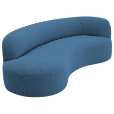 Divã Recamier Orgânico Tokyo 160cm Lado Esquerdo Linho Azul Royal