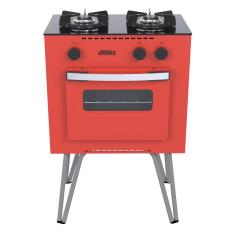 Fogao a Gas 2 Bocas com Forno Venax Mini Cook Vermelho