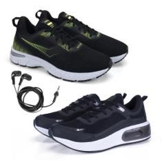Tênis Masculino Fitness Esporte + Fone de Ouvido Fio Kit 2 - Rede Carn